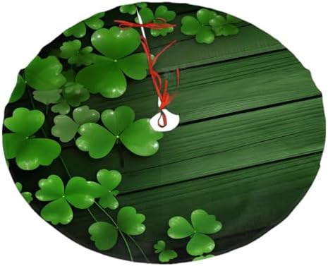 Christmas Tree Skirt, St Patrick's Day Sparkle Clovers Shamrocks Wood Xmas Large Tree Mat, Party Decorations 48" inches by Mount+Hour
