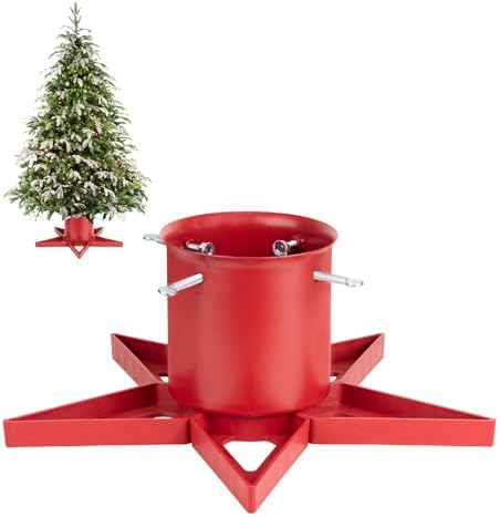 Xmas Tree Stand Base for Real Trees Up to 6.5ft Red Christmas Tree Stand Christmas Tree Holder Fits Up to 4.7" Xmas Tree Trunks for Christmas Decor by TreeNest
