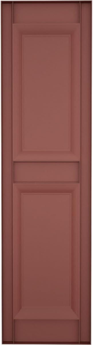 Ekena Millwork Lifetime Vinyl LP2S14X05100RD Standard Two Equal Panel Vinyls, Raised Panel Vinyl Shutters, w/Installation Shutter-Lok's & Matching Screws (Per Pair), 14 3/4"W x 51"H, Burgundy Red