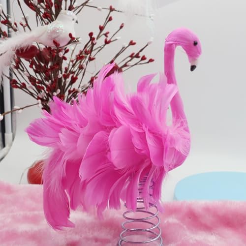 Flamingo Christmas Tree Topper Pink Artificial Feather Flamingo Christmas Tree Topper Decoration for Christmas Garden Indoor Outdoor Holiday Ornament Party (Pink) - Image 2