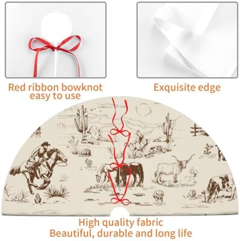 Western Desert Cowboy Christmas Tree Skirt Funny Tree Mat for Farmhouse Xmas Holiday Party Decorations Indoor Outdoor 36 Inch - Image 3