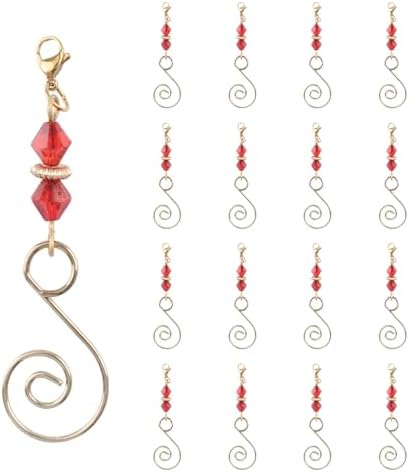 INCREWAY 20 Pcs Lobster Knot Christmas Hook Decorative with Lobster Claws Hanging Metal Wire Red Rhombic Crystal Jeweled Swirl for Crafts Xmas Decoration (Golden) by ForHome