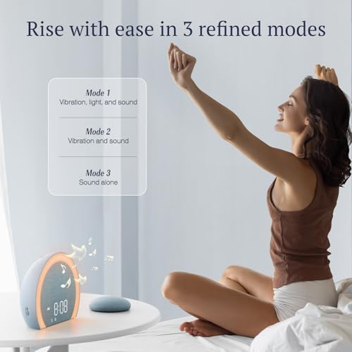 ANJANK Super Loud Alarm Clock with Wireless Bed Shaker, Vibrating Dual Alarm with Light Wake Up for Heavy Sleepers & Hearing Impaired, 9-Color Night Light, 8 Sounds, 0-100% Dimmer, USB Charger - Image 4