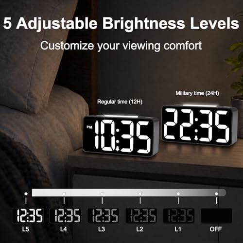 DreamSky Small Digital Alarm Clock with Night Light for Kids Bedroom | RGB Desk Clock with Large Numbers for Teens Boys, Brightness Dimmer, Adjustable Alarm Volume, USB Port, USB-C Adapter Powered - Image 5