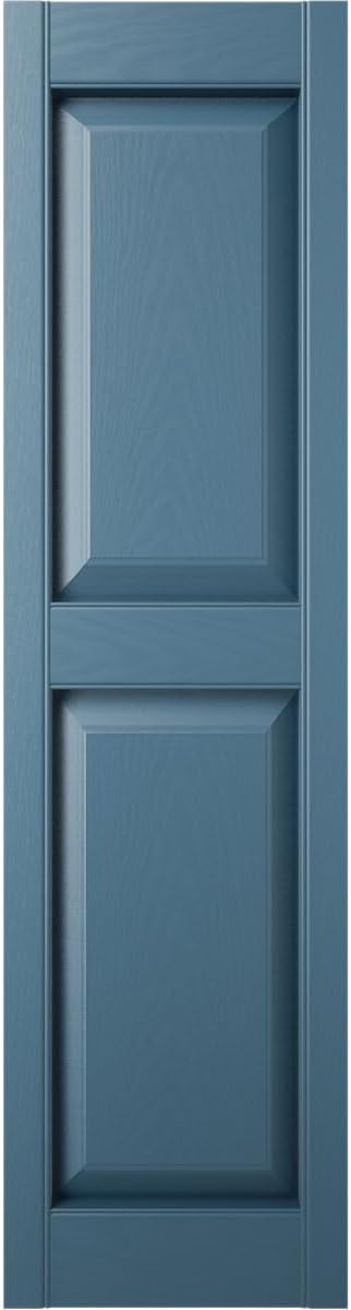 Ekena Millwork Lifetime Vinyl LP2S12X06300CB Standard Two Equal Panel Vinyls, Raised Panel Vinyl Shutters, w/Installation Shutter-Lok's & Matching Screws (Per Pair), 12"W x 63"H, Classic Blue