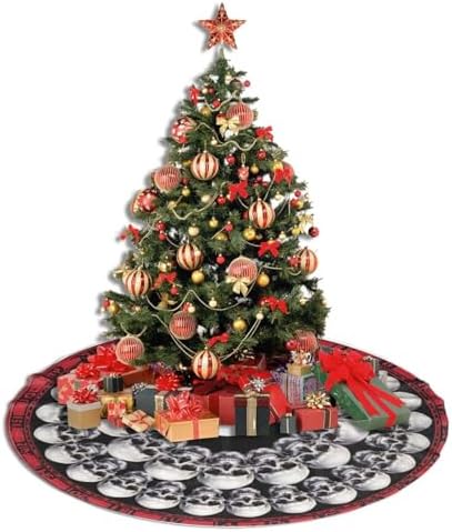 Halloween Skull Christmas Tree Skirt Funny Tree Mat for Farmhouse Xmas Holiday Party Decorations Indoor Outdoor 36 Inch - Image 6