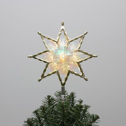 Philips 11.25" Gold Star Treetopper with Iridescent Tinsel - 3 Light Functions with Control Box and Coil - 10 Bicolor Microdot LEDs - 72" Lead-in by Unknown