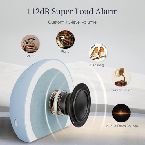 ANJANK Super Loud Alarm Clock with Wireless Bed Shaker, Vibrating Dual Alarm with Light Wake Up for Heavy Sleepers & Hearing Impaired, 9-Color Night Light, 8 Sounds, 0-100% Dimmer, USB Charger - Image 6