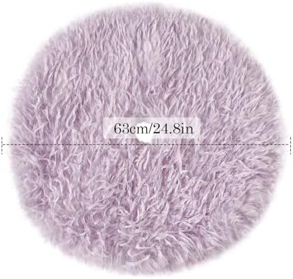 Purple Plush Christmas Tree Skirt Soft Fluffy Faux Fur Xmas Tree Skirt 24 Inch for Christmas Holiday Party Decorations - Image 6
