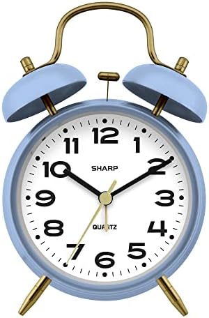 Sharp 4-Inch Twin Bell Alarm Clock for Heavy Sleepers, Cornflower Blue by SHARP