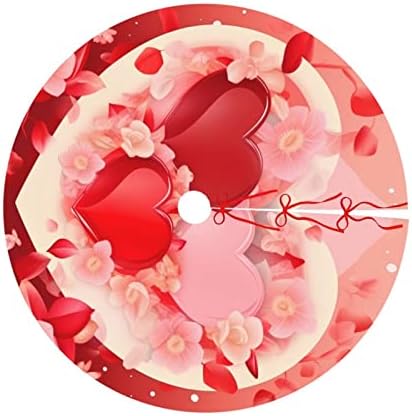 Love Hearts Tree Skirts Xmas Ornaments, Sweet Tree Mat for Christmas Party Holiday All Occasions 48" - Image 4