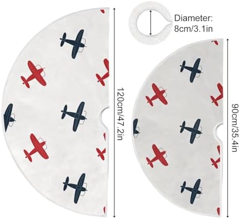Blueangle Christmas Tree Skirt Colorful Airplanes Tree Skirt for Xmas Decor Festive Holiday Decoration, 35.4 Inch in Diameter - Image 3