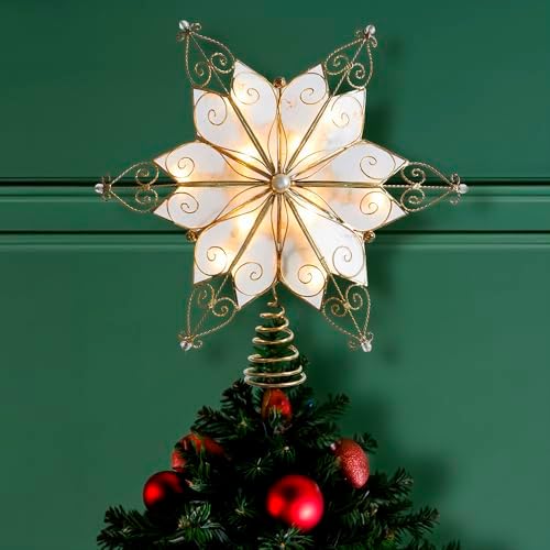 Kurt Adler UL3131 10-Light 6 Pt. Capiz Star Treetop - Image 2