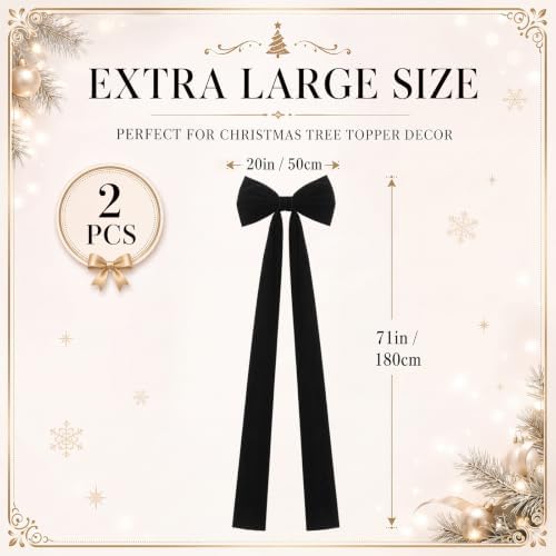 Knitgrip 2 Pack 20x71 in Christmas Large Velvet Bows, Black - Image 2
