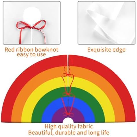 Rainbow Rings Christmas Tree Skirt Funny Tree Mat for Farmhouse Xmas Holiday Party Decorations Indoor Outdoor 36 Inch - Image 3