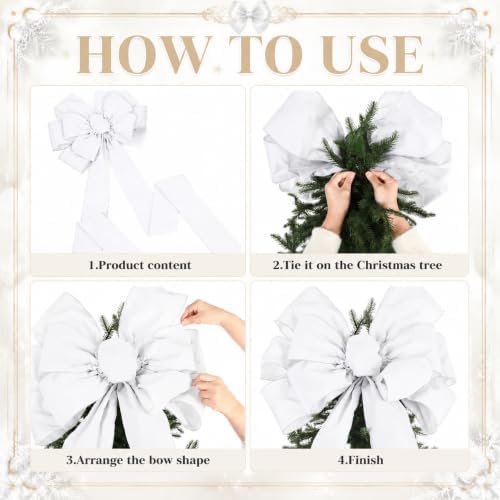 Norme 1 Pcs Ivory Extra Large Christmas Tree Topper Bow Decor - Image 5