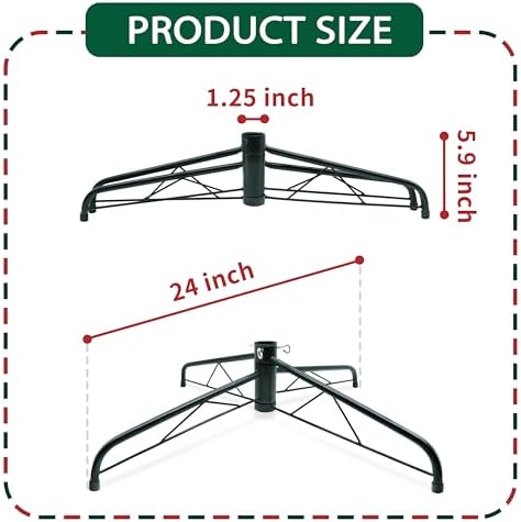 24” Christmas Tree Stand for Artificial Trees, Foldable Metal Xmas Tree Stand, Replacement Fake Christmas Tree Holder Base for 4 ft to 8 ft Trees, Fits Tree Poles up to 1.25” - Image 3