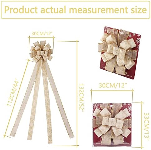 Gold Christmas Tree Topper Bow for Xmas Tree Decorations - Image 4