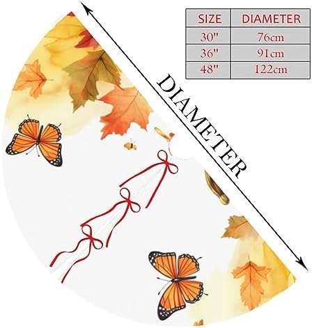 Fall Sunflowers Pumpkins Tree Skirts Xmas Ornaments, Butterflies Tree Mat for Christmas Party Holiday All Occasions 48" - Image 2