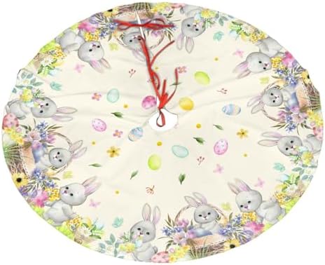 Easter Colorful Eggs Christmas Tree Skirt 48" for Xmas Halloween New Year Holiday Party Home Tree Mat Decor Ornaments Decoration by Majoug