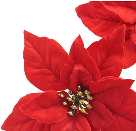 Christmas Flowers Red Poinsettia Christmas Tree Ornaments with hook-8pcs/pack - Image 4