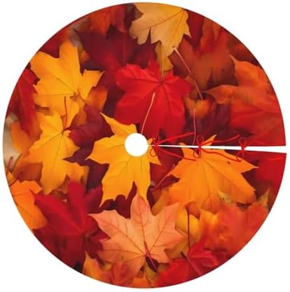 Autumn Christmas Tree Skirt, Maple Leaves Fall Xmas Large Tree Mat, New Year Festive Holiday Party Decorations 48" inches - Image 3