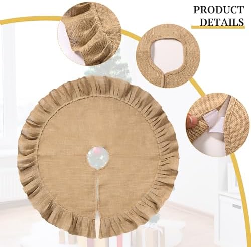 Tatuo 19.7" Christmas Tree Skirt Decor, Ruffled Burlap Tree Skirt, Linen - Image 3