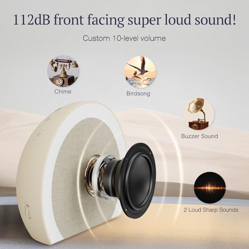 ANJANK Extra Loud Alarm Clock with Wireless Bed Shaker, Vibrating Dual Alarm with Light Wake Up for Heavy Sleepers & Hearing Impaired, 9-Color Night Light, 8 Sounds, 0-100% Dimmer, USB Charger - Image 6