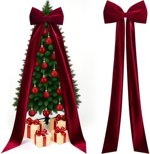 Knitgrip Extra Large Velvet Christmas Tree Topper Bow, Burgundy, 118 Inch by Knitgrip
