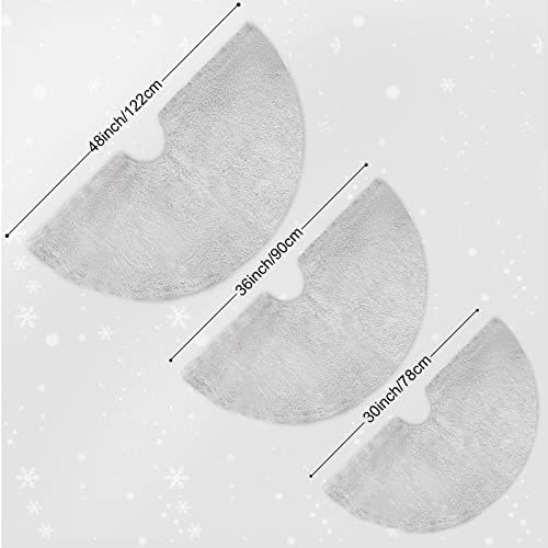 Christmas Tree Skirt 30 inch Light Grey Faux Fur Soft Fluffy Ornaments Xmas Tree Skirts for Xmas Tree Ornaments and Party Holiday Decorations - Image 5