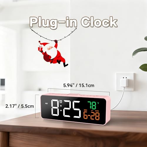 Netzu 3-in-1 Digital Clocks for Living Room, Small & Compact Alarm Clock | Temperature, Date & Time Display, 4 Birghtness, 3 Volumes, Plug-in, for Bedroom, Office - Image 4