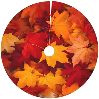 Autumn Christmas Tree Skirt, Maple Leaves Fall Xmas Large Tree Mat, New Year Festive Holiday Party Decorations 30" inches - Image 4