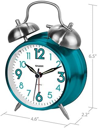 Sharp SPC851 Twin Bell Alarm Clock, Teal - Image 5