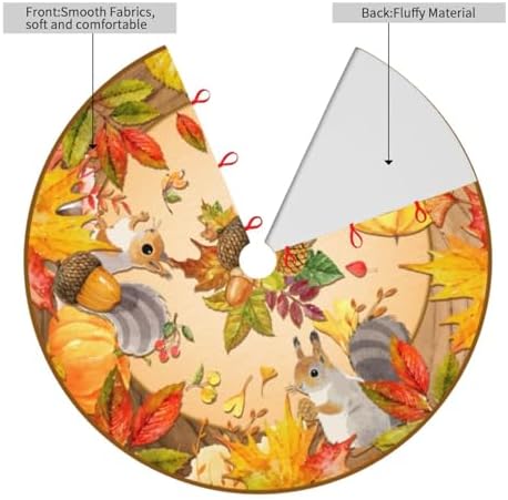 Fall Tree Skirt with Maple Leaf Pumpkin Design -Halloween Mat for Thanksgiving, Christmas Party Decor, Home Tabletop Trees Holiday Decorations 30" - Image 3
