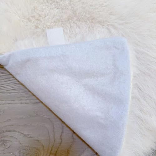 24 Inch Christmas Tree Skirt - Fluffy Faux Fur Beige White Tree Skirt, Toka Colored Plush Xmas Holiday Decor for Parties, Small Round Tree Skirt - Image 4