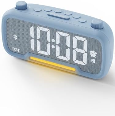ROCAM Alarm Clock Radio for Bedrooms with Bluetooth Speaker, Auto-Off Timer, Dimmer, Battery Backup, Loud Alarm Clock for Heavy Sleepers with USB Ports Night by ROCAM