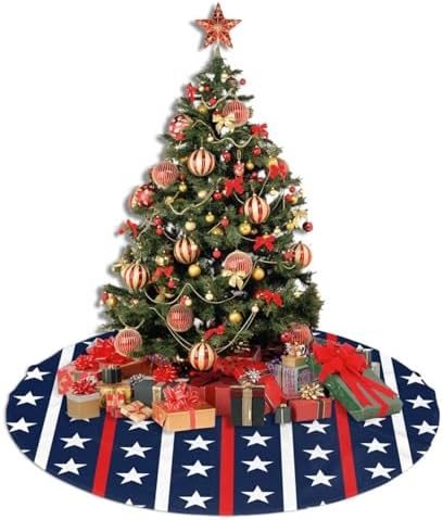 Patriotic Traditional Christmas Tree Skirt 48" for Xmas Halloween New Year Holiday Party Home Tree Mat Decor Ornaments Decoration - Image 5