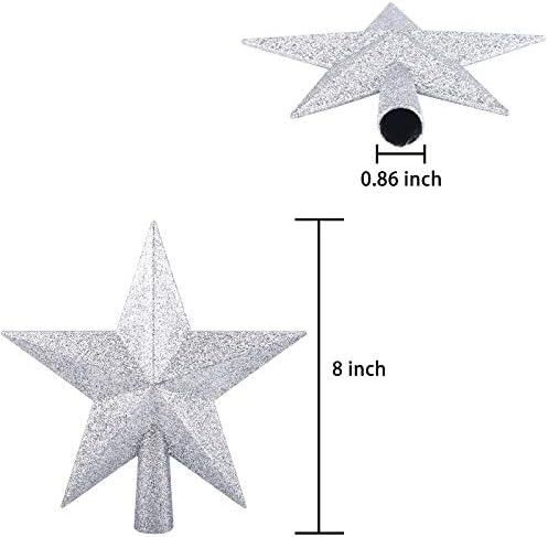 8 Inches Christmas Tree Top Crown Glitter Star Decoration (Silvery) - Image 2