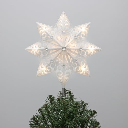 Philips 14" Silver Glitter Star Treetopper with Clear Gems - Warm White Twinkling Lights - Indoor Use - 16 Warm White Twinkle LEDs with 30" Lead-in by Unknown