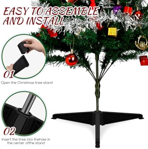 Luxshiny Christmas Tree Stand 12inch Plastic Replacement Artificial Xmas Tree Base Holder Compact Design for Holiday Winter Decor - Image 2