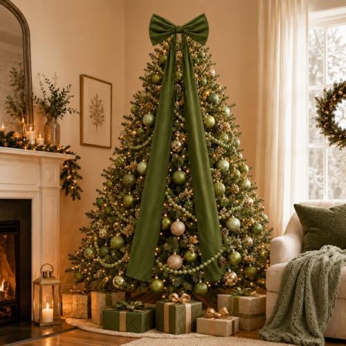 Knitgrip 1 Pack 20x71 in Christmas Large Velvet Bows, Moss Green by Knitgrip