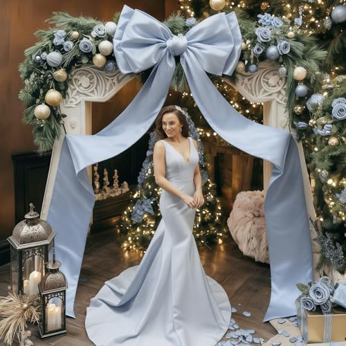 Giant Blue Bow Decor Home 75x19 Inch Christmas Tree Topper Decoration Coquette Room Decorations Big Bows for Room Wall Backdrop for Wedding Christmas Fall Birthday Party Baby Shower Supplies - Image 3
