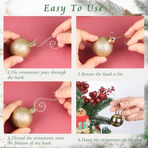 Christmas Ornament Hooks, Christmas Ornament Hangers 120Pcs, Small Metal Decorative Ornament Hooks for Xmas Tree Decorations-Silver - Image 6