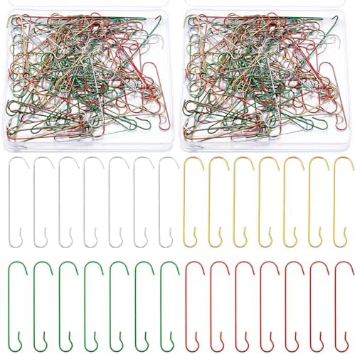 Mixweer 120pcs Christmas Ornament Hooks 0.51 x 2.36'', Multicolor by Mixweer