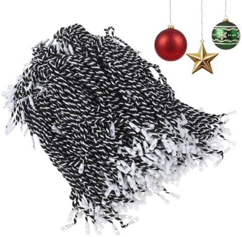 500pcs Christmas Ornament Hooks Cotton Ropes: Rustic Ribbon Hangers String Hanging Tree for Christmas Xmas Decorations(Black) by JOINPAYA