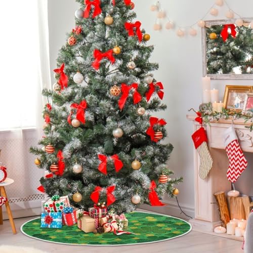 SUABO Green St Patricks Day 48 Inch Christmas Tree Skirt, Soft Xmas Tree Mat for Party Decoration Holiday Decor Christmas Decorations Indoor Outdoor - Image 4