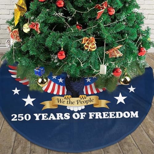 Christmas Tree Skirt, American Flag Xmas Large Tree Mat, New Year Festive Holiday Party Decorations 48" inches - Image 4