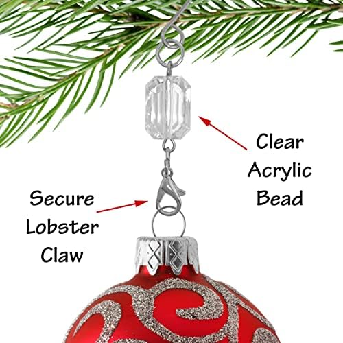 Clear Acrylic Silver Ornament Hooks for Christmas Tree Decorations, 200 Pack, 3 Inch Wire Christmas Ornament Hangers, Durable Decorative Hooks for Glass Ball Ornaments, Holiday Décor & DIY Crafts - Image 4