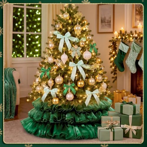 Halloscume 25 Inch Green Tulle Christmas Tree Collar Skirt Wedding - Image 6