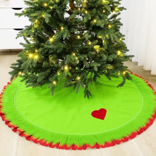 Soulchen 60 Inch Lime Green Christmas Tree Skirt Felt Tree Collar by Soulchen